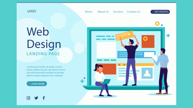 Illustration of a web design landing page